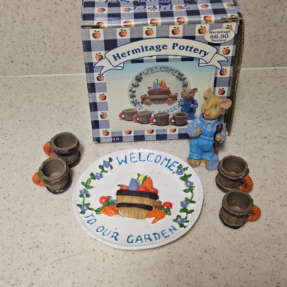 Vintage 90s Miniature Resin Tea Set - Hermitage Pottery - Welcome to our Garden